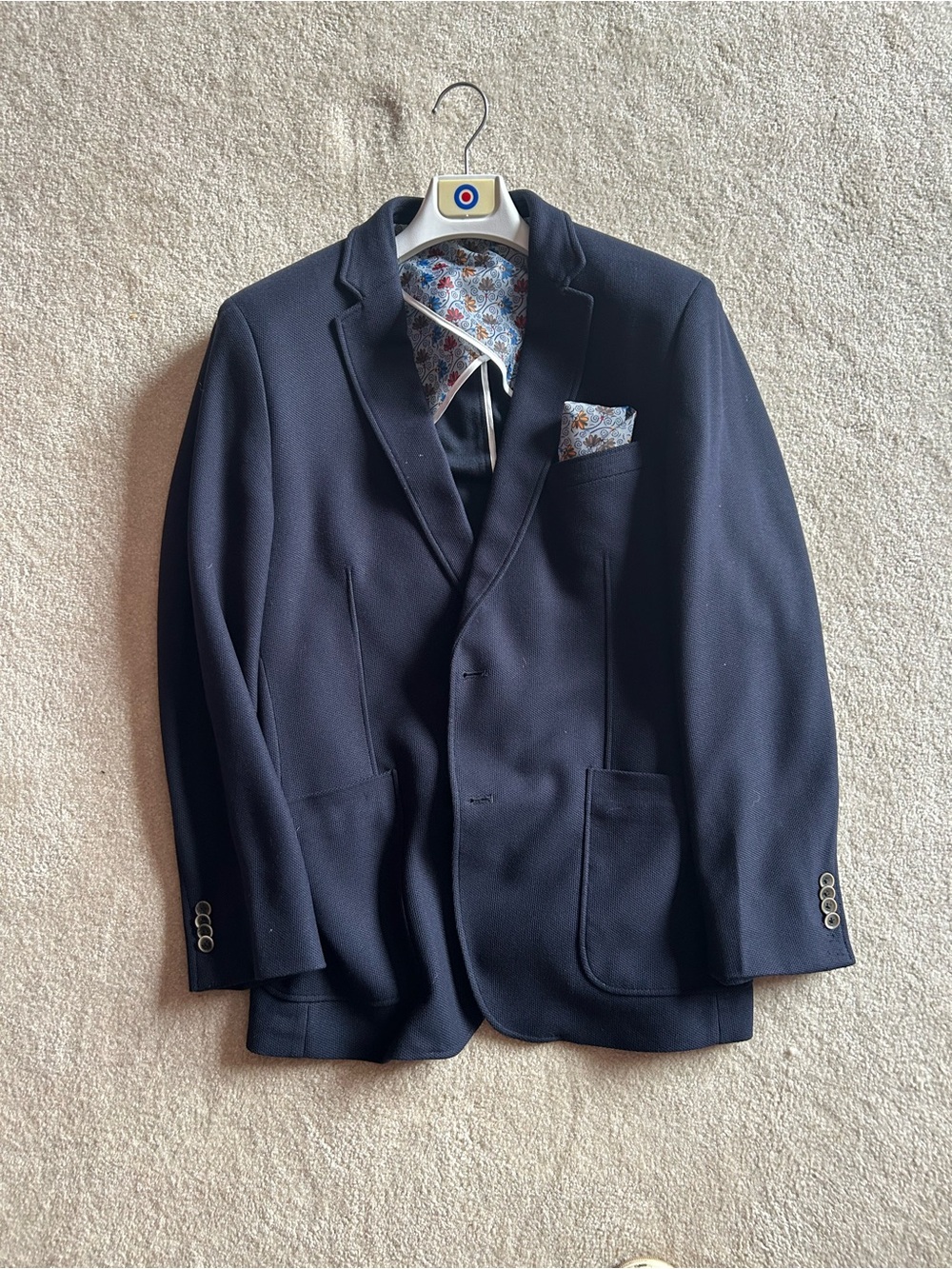 Blue Industry Men's Navy Blazer with Paisley Lining - size 56 (44) retails $500